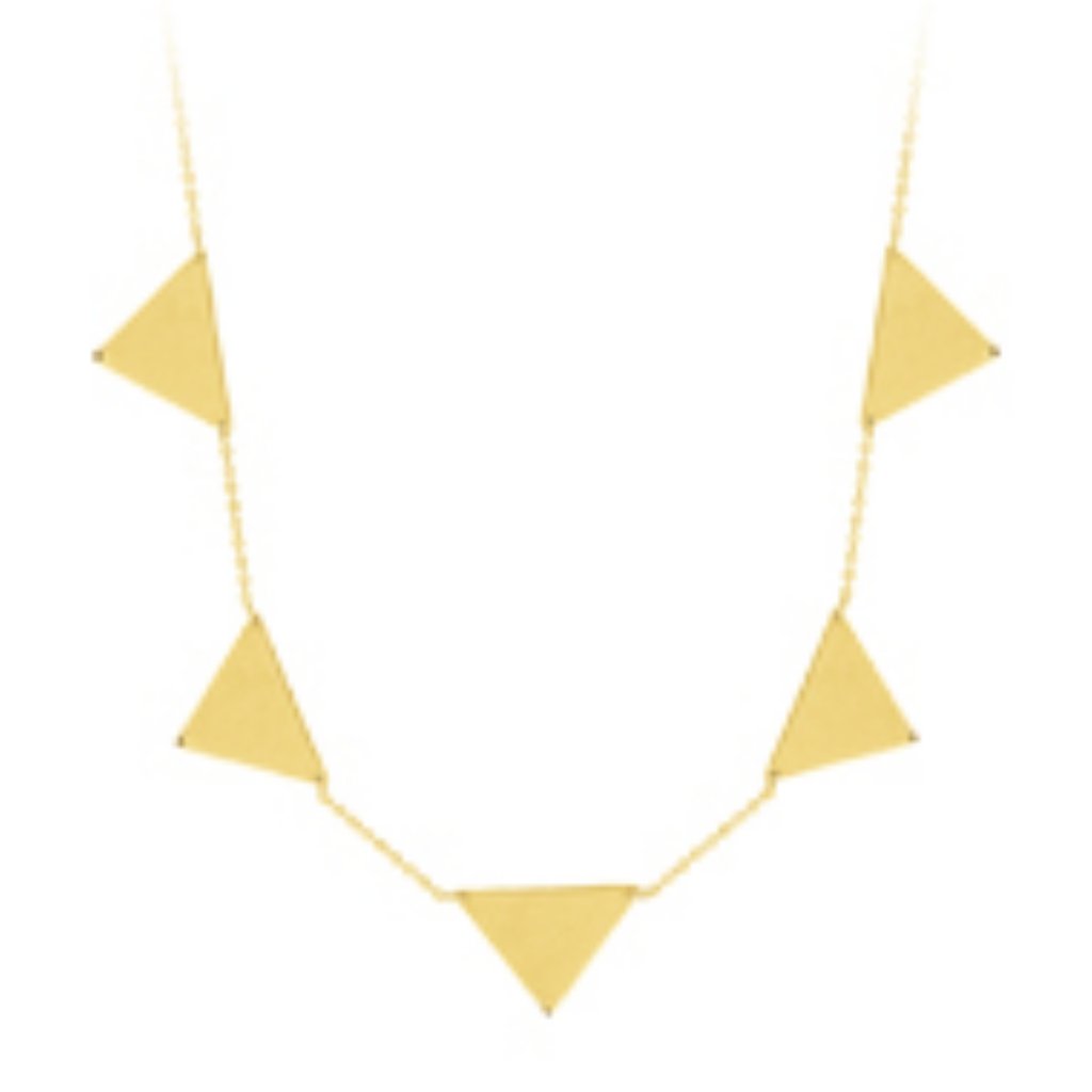 14k Solid Yellow Gold Triangle Connection Necklace